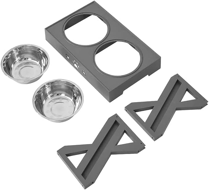 Steel bowls for dogs, with postural lift for the back, adjustable height