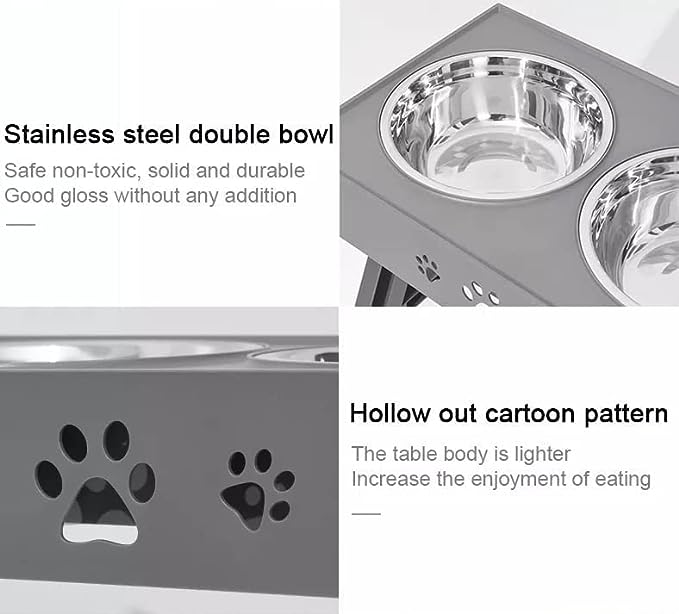 Steel bowls for dogs, with postural lift for the back, adjustable height