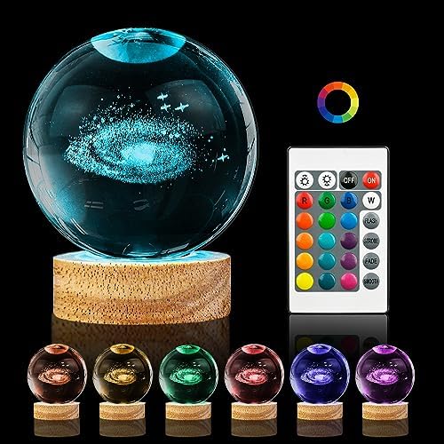 Lampada Galassia 3D rgb colorato con telecomando sfera di cristallo grande, con base e luce colorata a led USB, confezione regalo inclusa