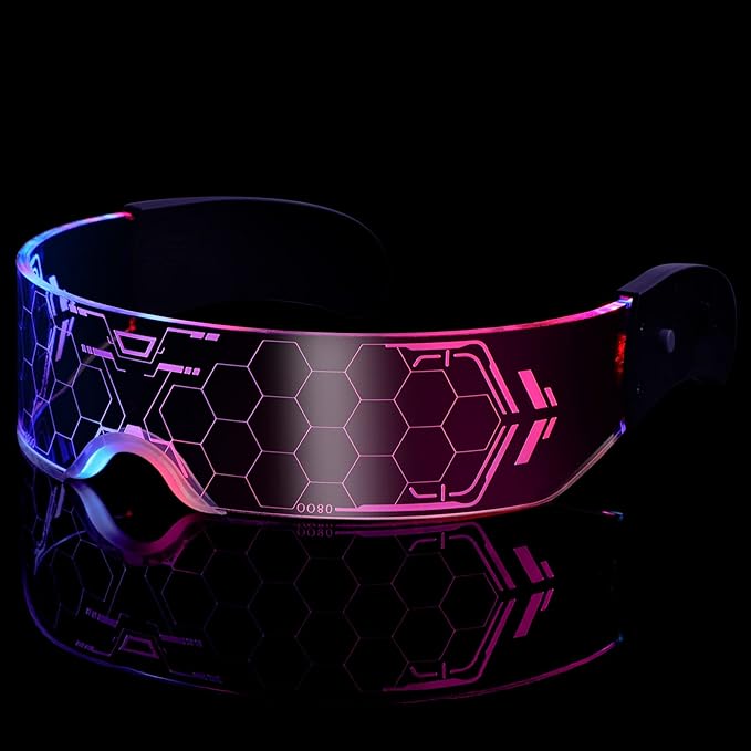Occhiali cyber punk a led per feste e rave music, trasparenti, scegli il modello adatto a te