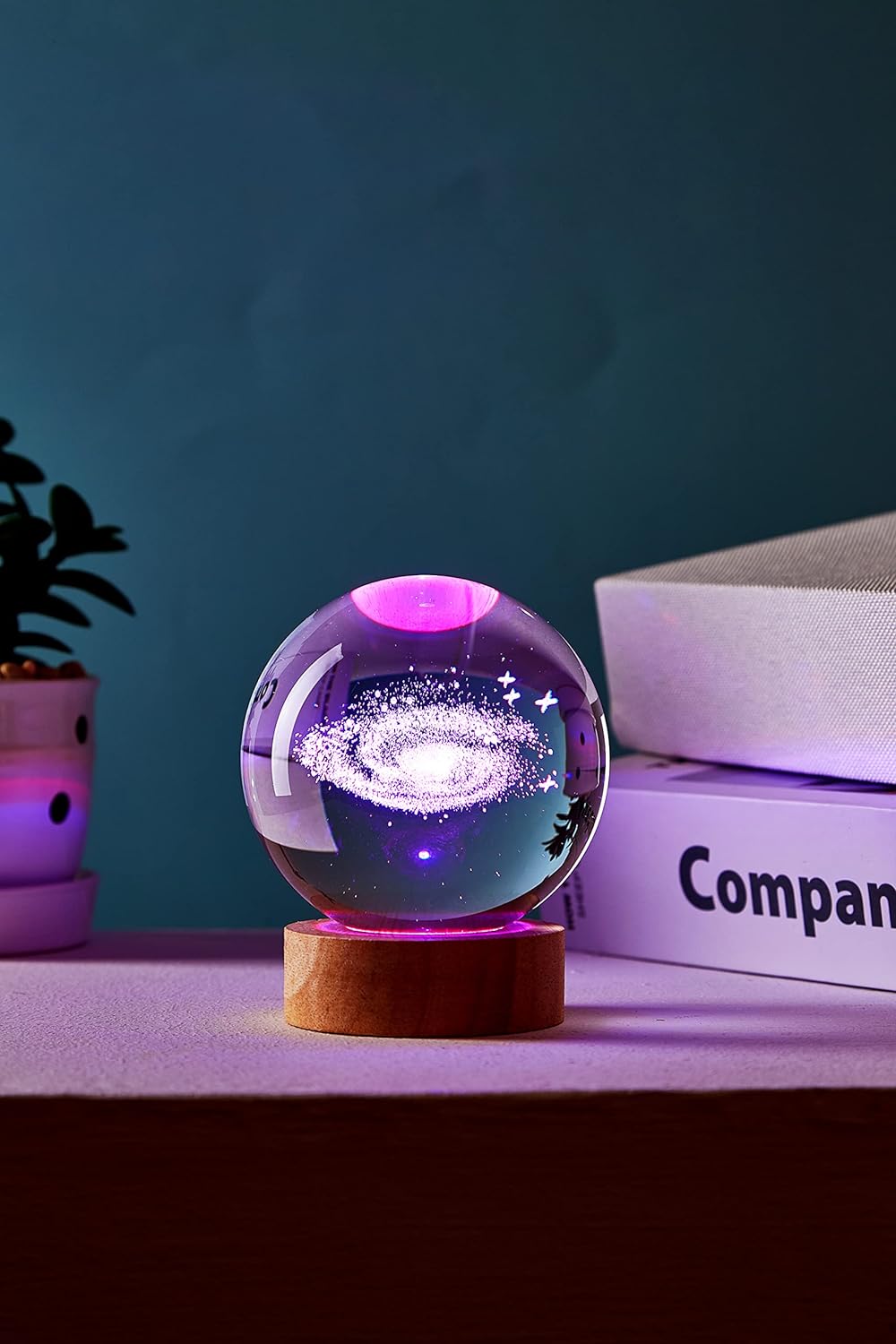 Lampada Galassia 3D rgb colorato con telecomando sfera di cristallo grande, con base e luce colorata a led USB, confezione regalo inclusa