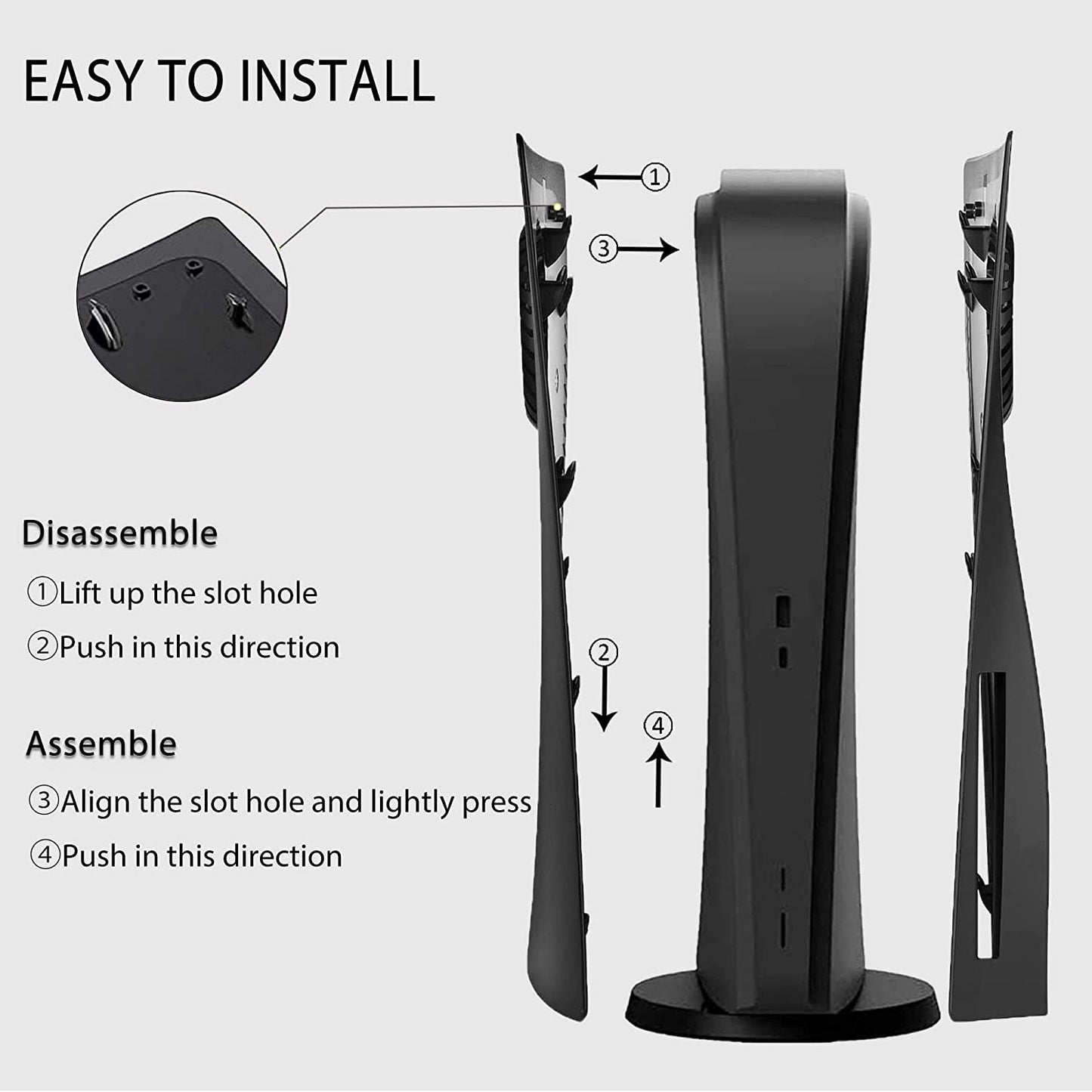 Skin placca PS5 Disc Playstation 5 compatibile, per raffreddamento, Nero