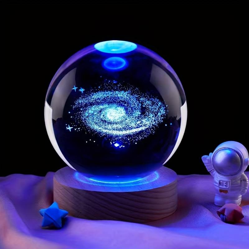 Lampada Galassia 3D rgb colorato con telecomando sfera di cristallo grande, con base e luce colorata a led USB, confezione regalo inclusa