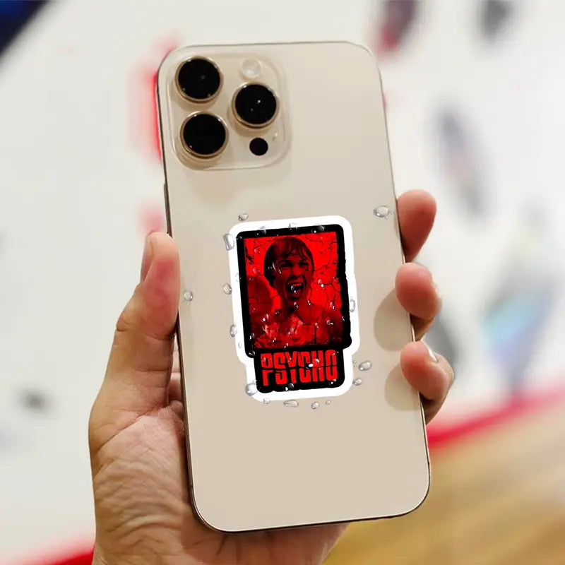 Adesivo Sticker Psycho di Alfred Hitchcock, anni 60, horror film cult movie per auto, cover cellulare