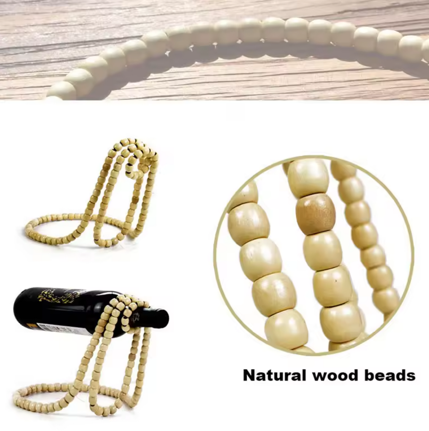 Portabottiglie di vino perlato legno satinato, elegante, classico espositore