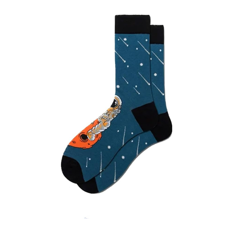 Socks dedicated to Space, with astronaut and the universe