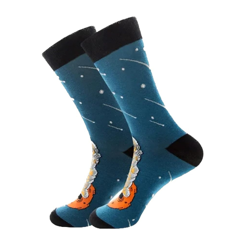 Socks dedicated to Space, with astronaut and the universe