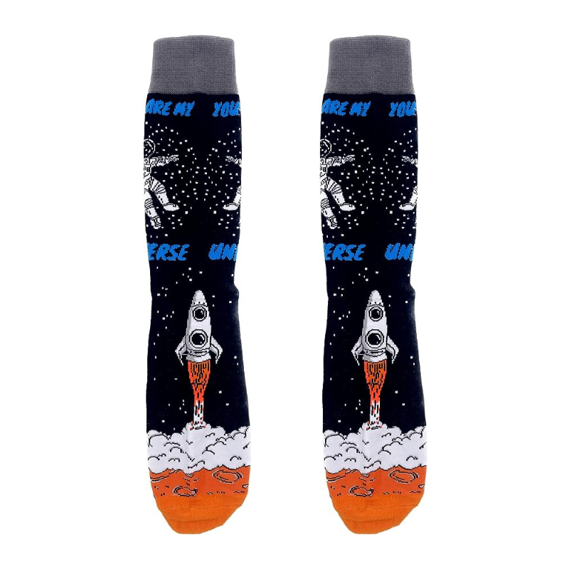 Socks dedicated to Space, with astronaut and the universe