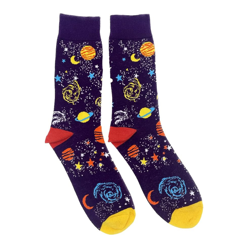 Socks dedicated to Space, with astronaut and the universe