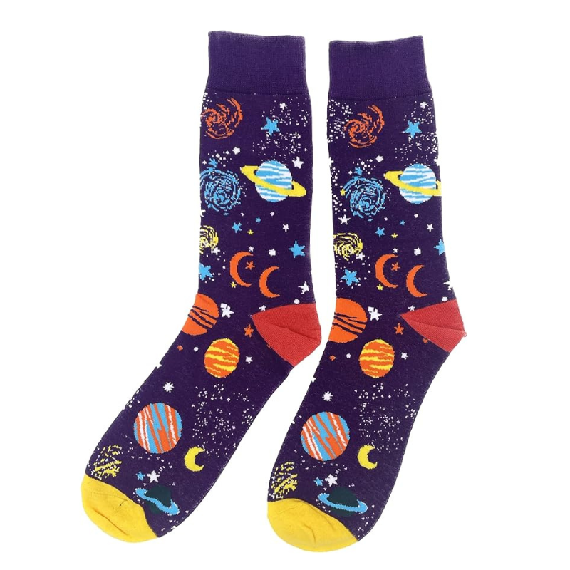 Socks dedicated to Space, with astronaut and the universe