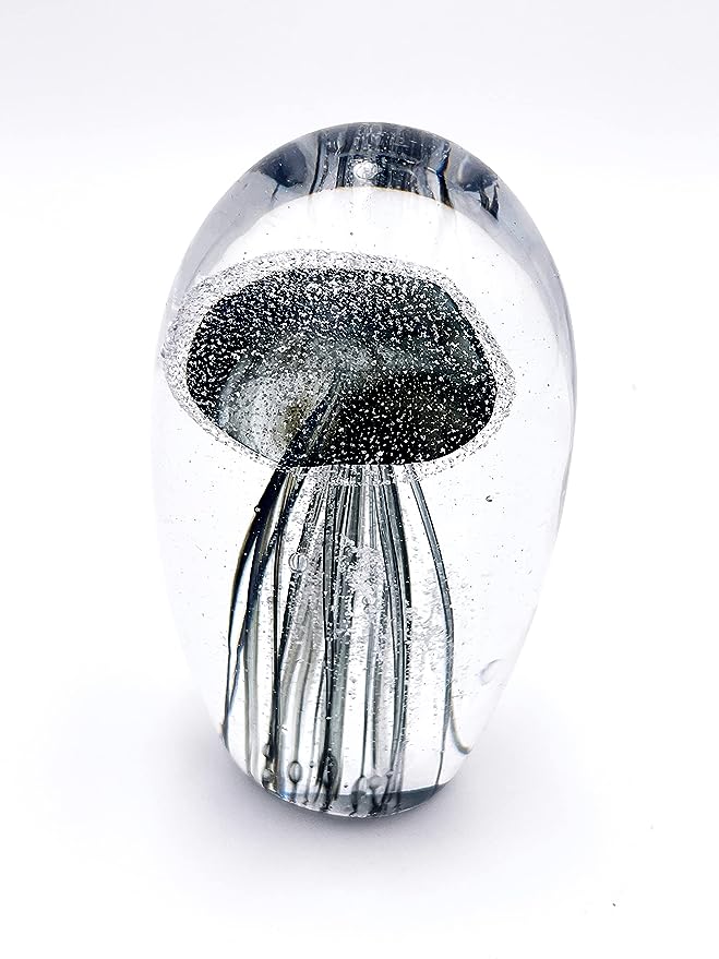 Medusa lamp black 3d crystal large, with base and led light, gift box included