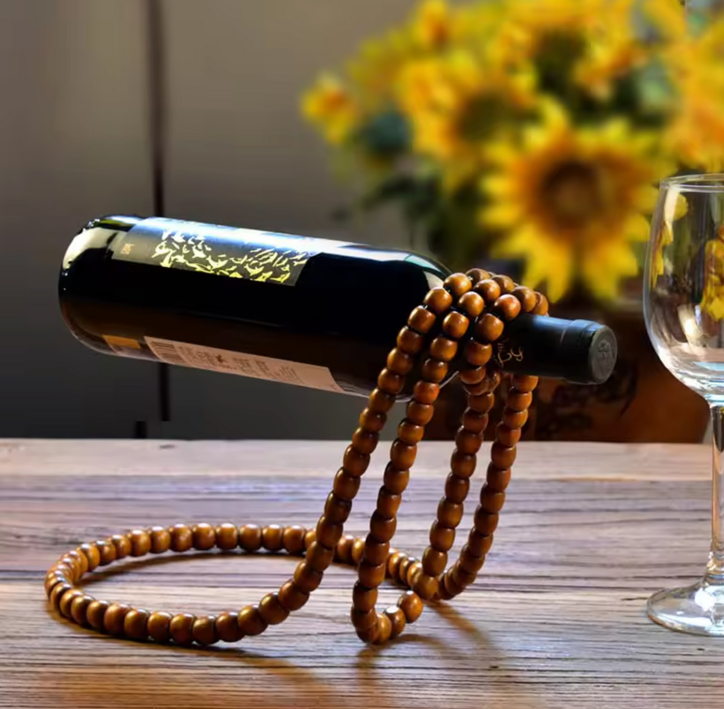 Portabottiglie di vino perlato legno satinato, elegante, classico espositore