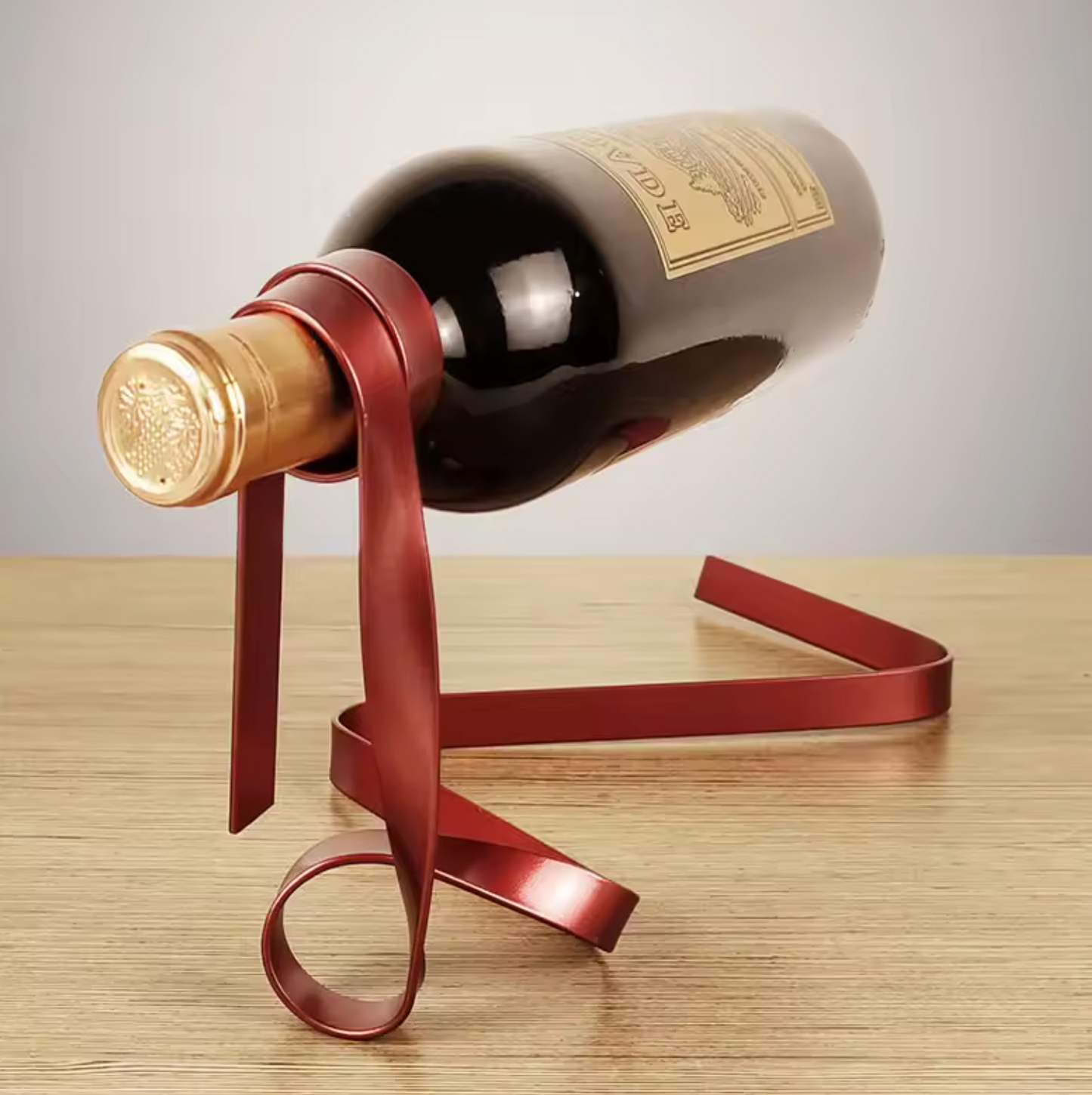 Portabottiglie di vino effetto nastro in acciaio, classico espositore