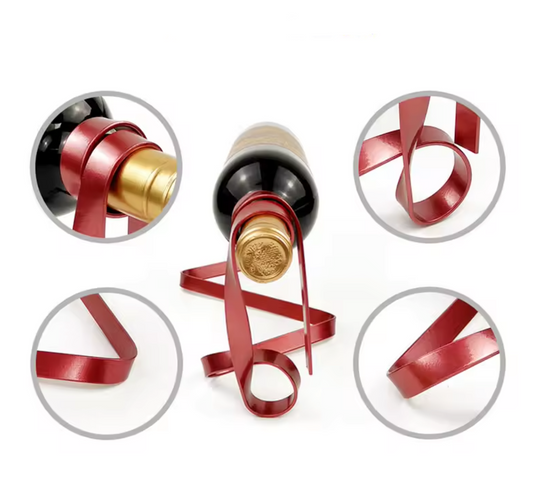 Portabottiglie di vino effetto nastro in acciaio, classico espositore