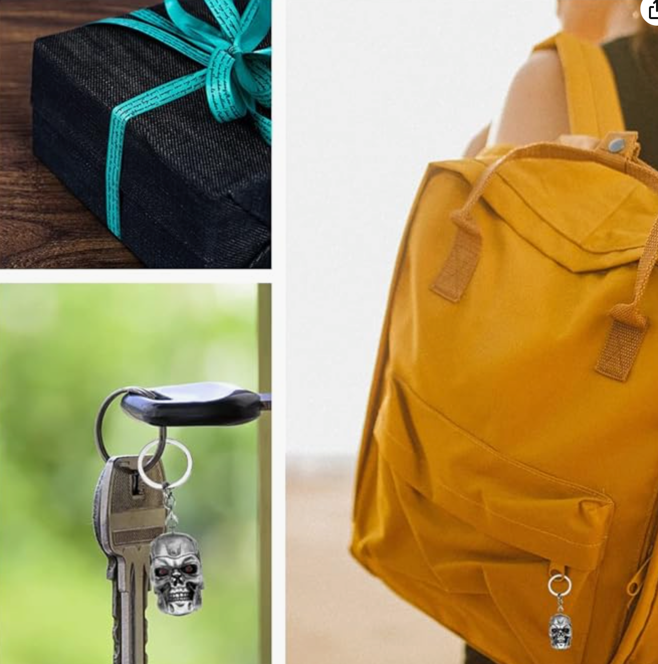 Portachiavi film Terminator cranio T-800, Skynet, gadget, ciondolo teschio acciaio