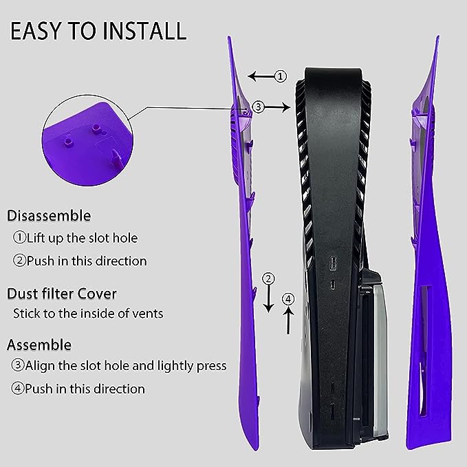 Skin placca PS5 Disc PlayStation 5 compatibile, per raffreddamento, purple viola