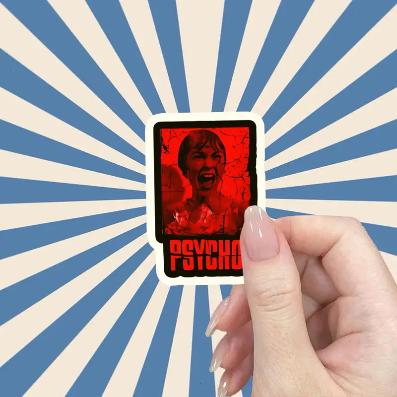 Adesivo Sticker Psycho di Alfred Hitchcock, anni 60, horror film cult movie per auto, cover cellulare