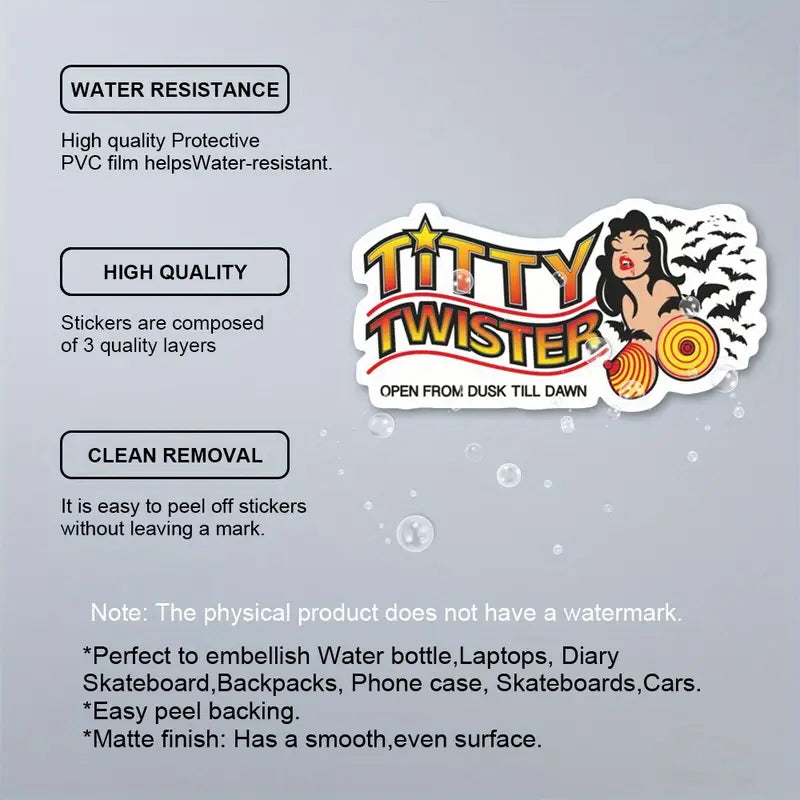 Adesivo sticker Titty Twister Dal Tramonto All'alba di Quentin Tarantino, horror film cult movie per auto, cover cellulare