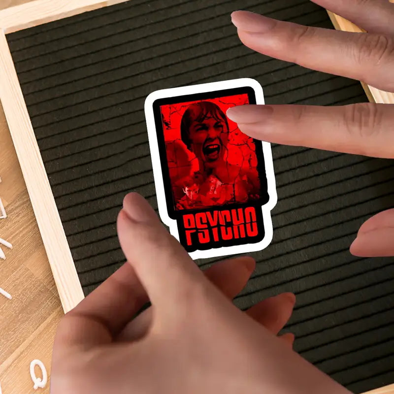 Adesivo Sticker Psycho di Alfred Hitchcock, anni 60, horror film cult movie per auto, cover cellulare