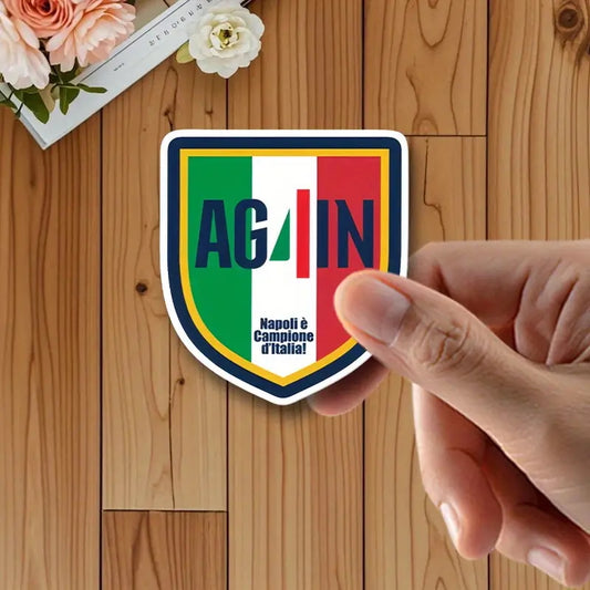 Adesivo Again 4 Sticker 4 Napoli, Campioni d'Italia 2025, per auto, cover cellulare