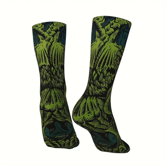 Calzini socks Cthulhu verde, personaggio immaginario Lovecraft, romanzo unisex
