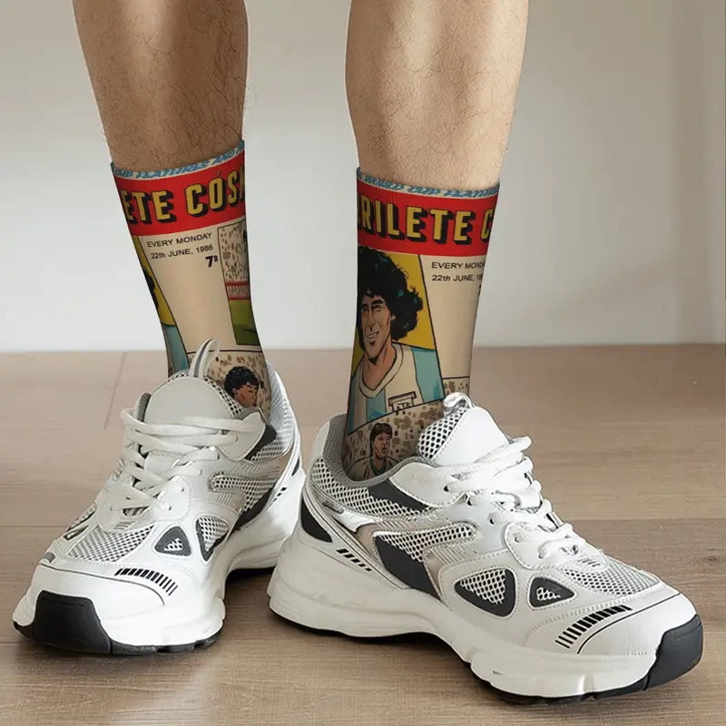 Calzini socks Maradona Napoli versione fumetto, giornale calcio, Argentina, Diego Armando unisex