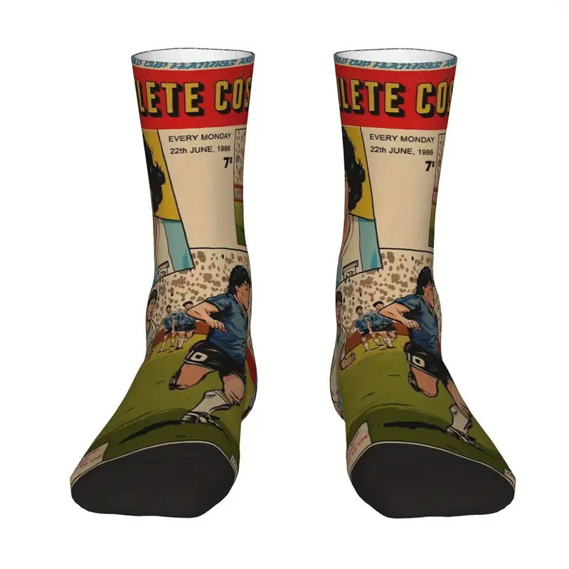 Calzini socks Maradona Napoli versione fumetto, giornale calcio, Argentina, Diego Armando unisex