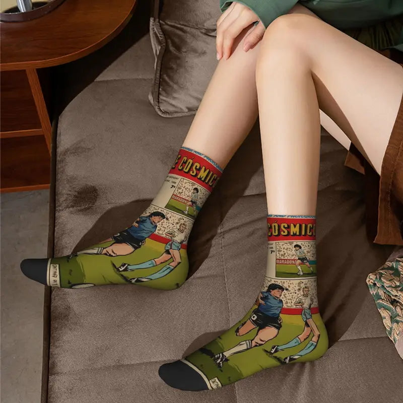 Calzini socks Maradona Napoli versione fumetto, giornale calcio, Argentina, Diego Armando unisex