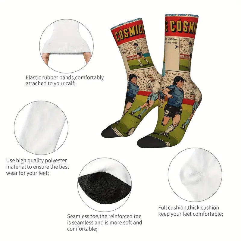 Calzini socks Maradona Napoli versione fumetto, giornale calcio, Argentina, Diego Armando unisex