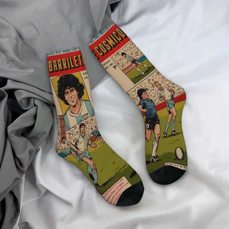 Calzini socks Maradona Napoli versione fumetto, giornale calcio, Argentina, Diego Armando unisex