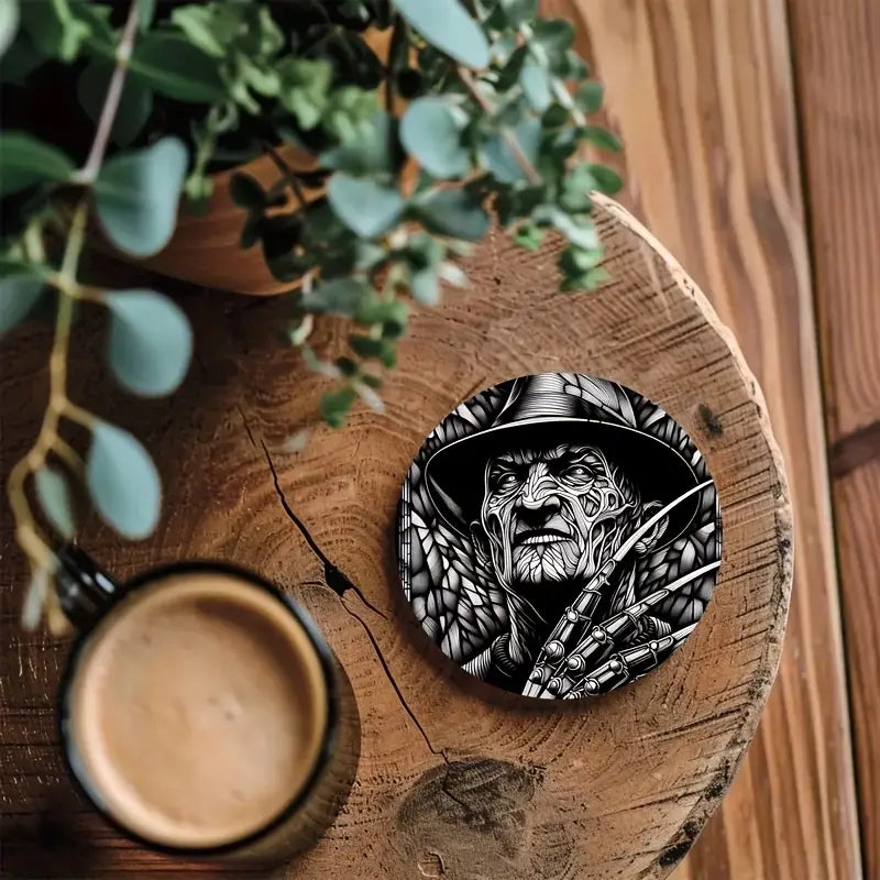 Sottobicchieri Horror set 6 Pezzi Movie Halloween, Freddy Krueger, Jason, Chucky La Bambola Assassina, Notte Horror, Jason, in bianco e nero, per tè, poggia bustine, bevande, colazione, birra, idee regalo