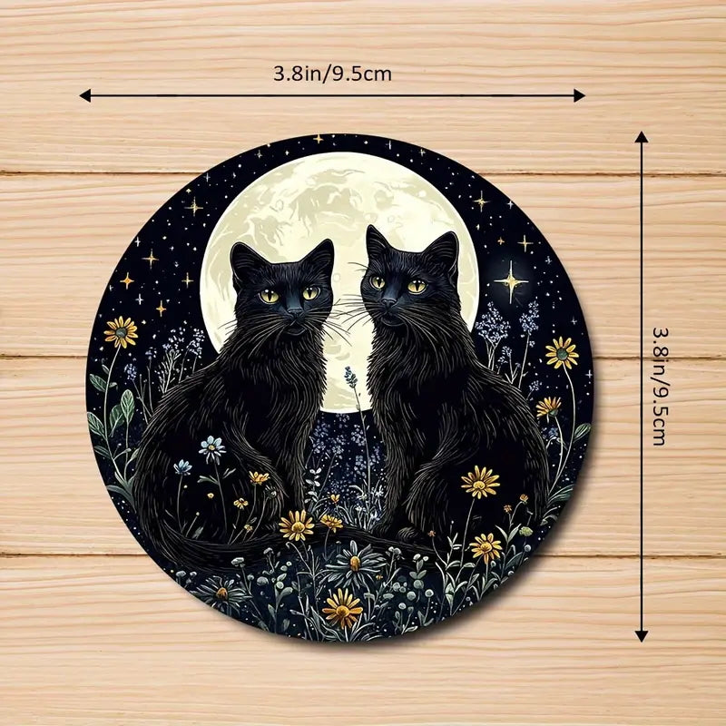 Sottobicchieri Coppia di Gattini sotto la luna, 6 Pezzi, al chiaro di luna, romantici, per tรจ, poggia bustine, bevande, colazione, birra, bambini, idee regalo