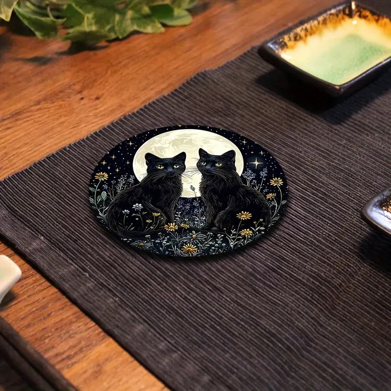 Sottobicchieri Coppia di Gattini sotto la luna, 6 Pezzi, al chiaro di luna, romantici, per tรจ, poggia bustine, bevande, colazione, birra, bambini, idee regalo