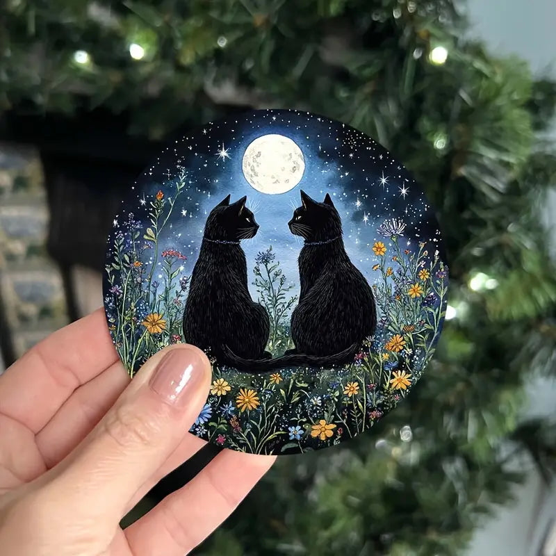 Sottobicchieri Coppia di Gattini sotto la luna, 6 Pezzi, al chiaro di luna, romantici, per tรจ, poggia bustine, bevande, colazione, birra, bambini, idee regalo