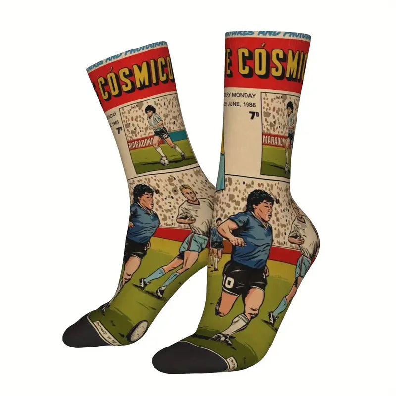 Calzini socks Maradona Napoli versione fumetto, giornale calcio, Argentina, Diego Armando unisex
