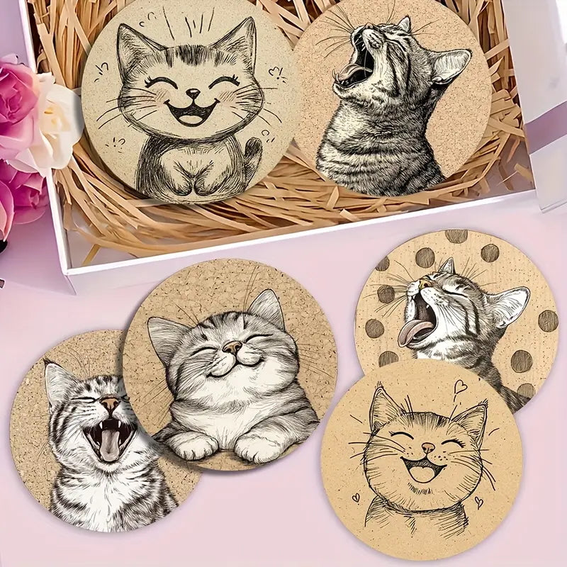 Sottobicchieri Gattini 6 Pezzi giocosi allegri per tè, poggia bustine, bevande, colazione, birra, bambini, idee regalo