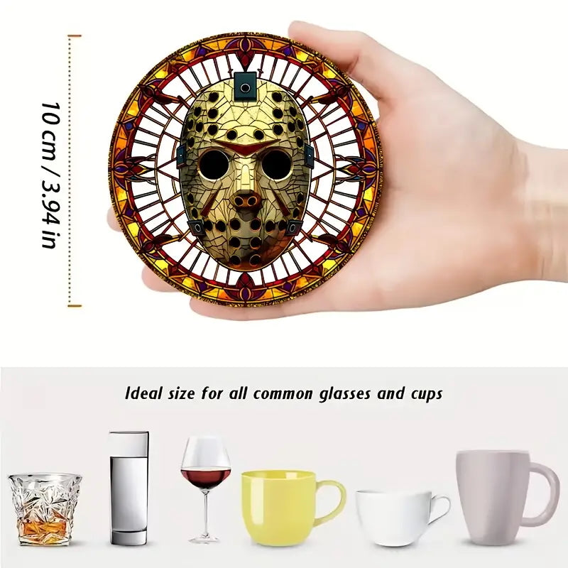 Sottobicchieri Colorati Horror set 8 Pezzi con personaggi Nightmare, Jason, Halloween, Frankenstein, Movie, per tè, poggia bustine, bevande, colazione, birra, idee regalo