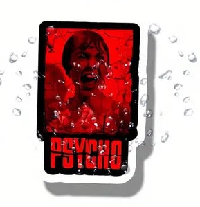 Adesivo Sticker Psycho di Alfred Hitchcock, anni 60, horror film cult movie per auto, cover cellulare