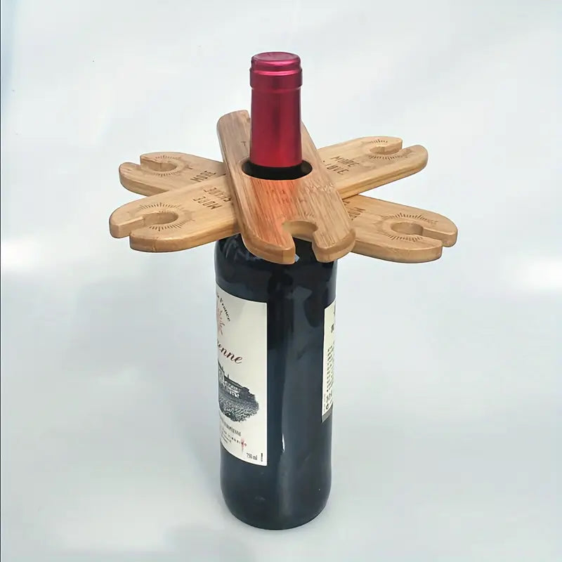 Porta Calice Vino per Due Realizzato in bambù, con Stampa su Legno