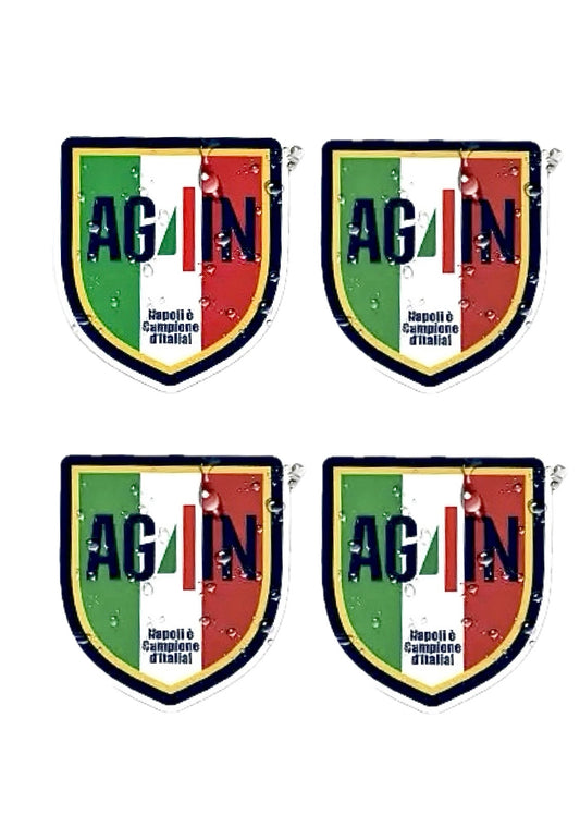 Adesivo Again 4 Sticker 4 Napoli, Campioni d'Italia 2025, per auto, cover cellulare