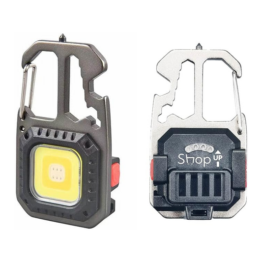 Torcia Led COB portatile multiuso con rompivetro, cacciavite con 4 punte, apribottiglie, luce fredda, luce calda e emergenza