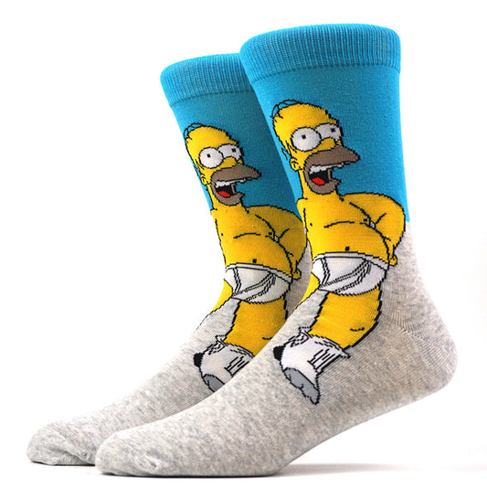 Calzini Homer Simpson in mutande, libero, I Simpson cartone animato movie film unisex