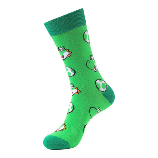 Turtle Yoshi socks from the Nintendo video game "Super Mario Bros", unisex