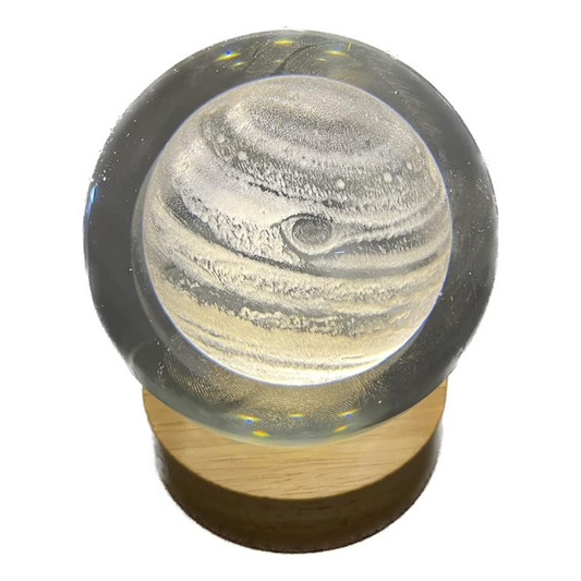 Lampada Giove Jupiter 3D sfera di cristallo grande, con base e luce a led USB, confezione regalo inclusa