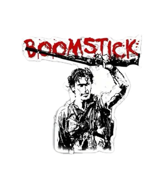 Adesivo Sticker Ash L'armata delle tenebre, Boomstick, horror film di Sam Raimi cult movie per auto, cover cellulare