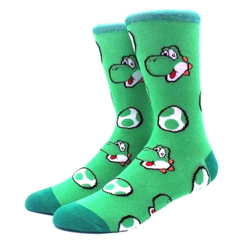 Turtle Yoshi socks from the Nintendo video game "Super Mario Bros", unisex