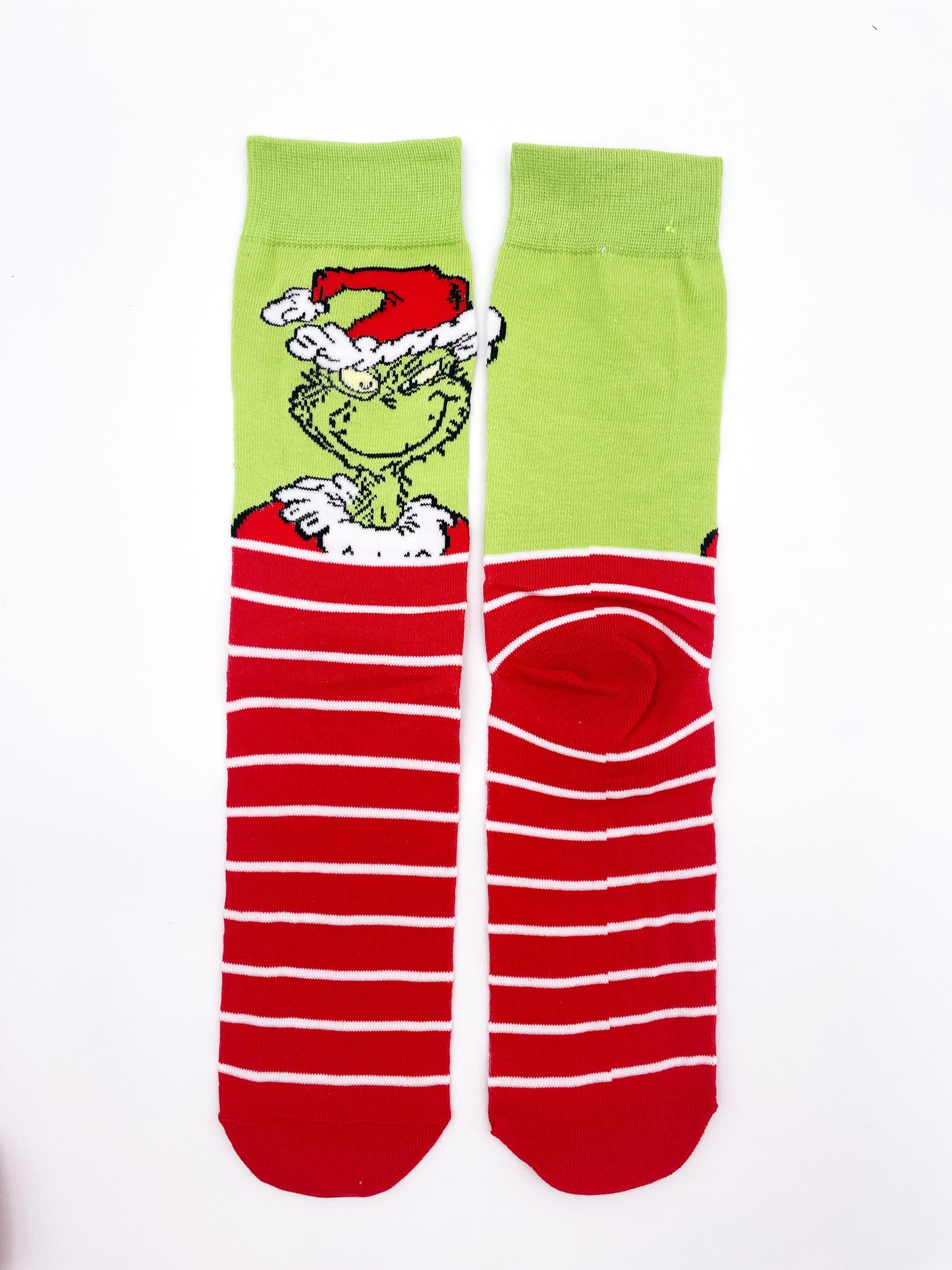Calzini il Grinch a strisce versione Babbo Natale, cartone animato film unisex