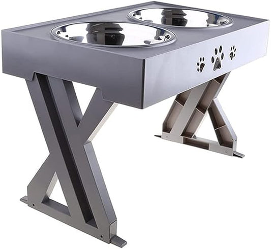 Steel bowls for dogs, with postural lift for the back, adjustable height
