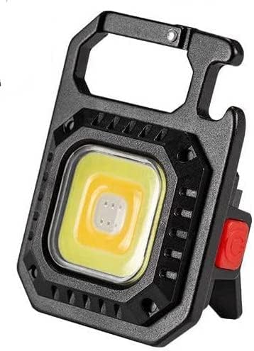 Torcia Led COB portatile con pratico moschettone, apribottiglie, luce fredda, luce calda e emergenza