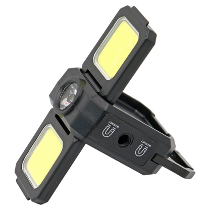 Torcia lampada led cob calamitato multiuso, triplo led portatile, pannelli apribili
